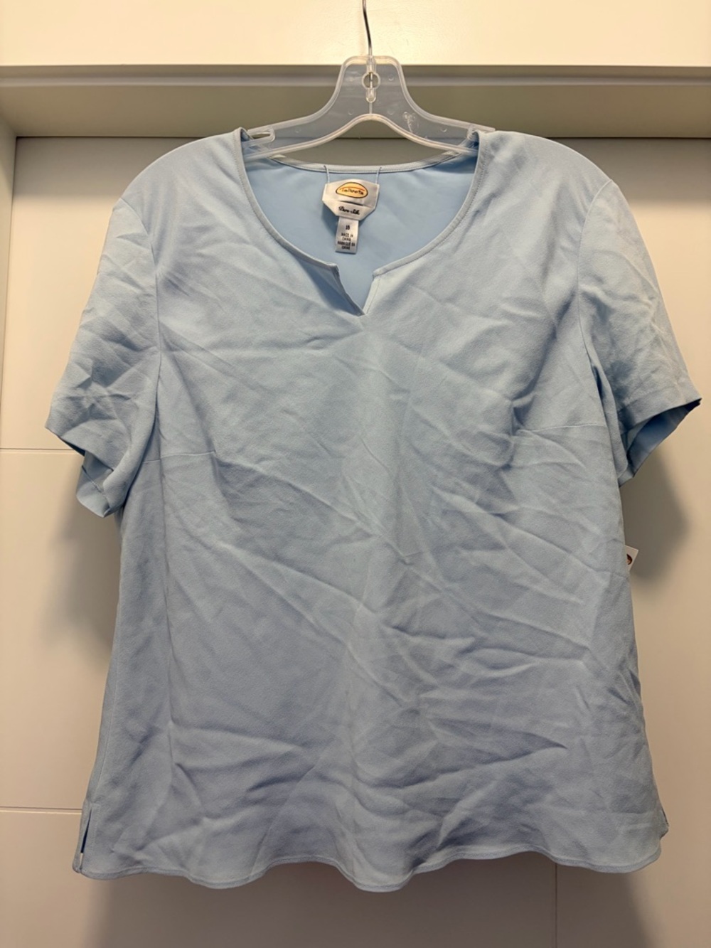 Talbots Light Blue Short Sleeve Notch Neck Top